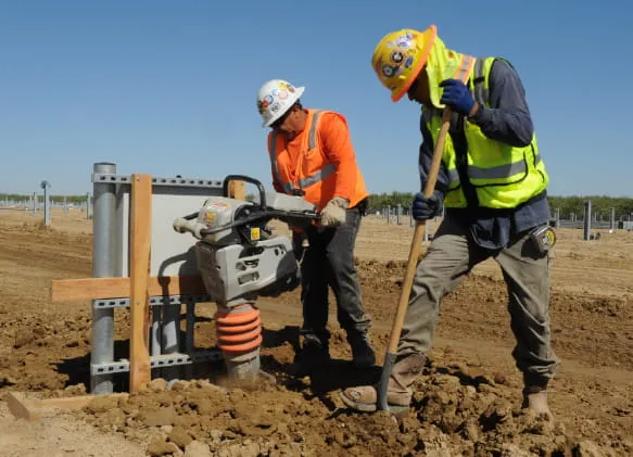 Union members digging